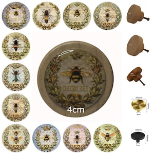Bee Decor Wood Drawer Knobs, Cabinet Pulls