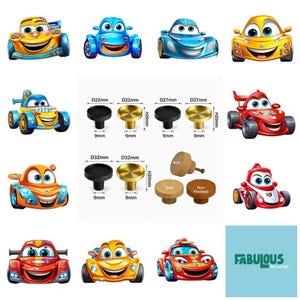 Cartoon Car Wooden Drawer Knobs - Kids Room Decor, Dresser Pulls, Nursery Knobs