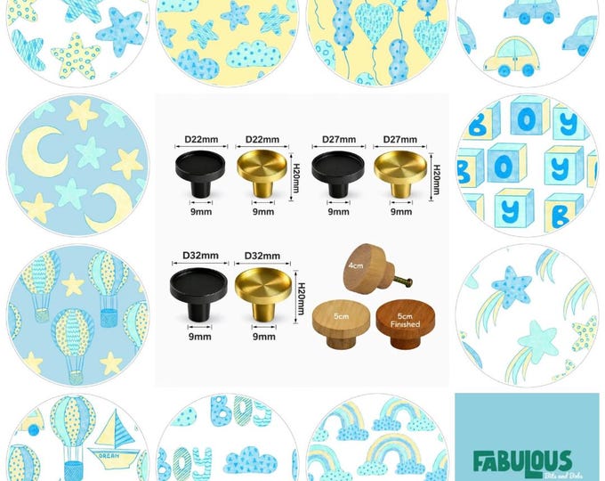 Nursery Decor Drawer Knobs, Stars, Moons, Boys Room, Wooden Cabinet Handles, Brass Drawer Pulls