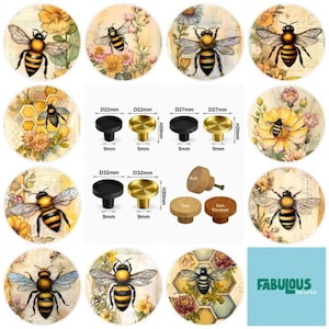 Abejas: Tiradores para cajones y armarios (4 cm) (5 cm) (2 cm) (2,5 cm) (3 cm)