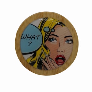Pop Art, WHAT? Magnetic Bottle Opener, Bamboo Bottle Opener, Fridge Magnet, Beer Bottle Magnetic Opener