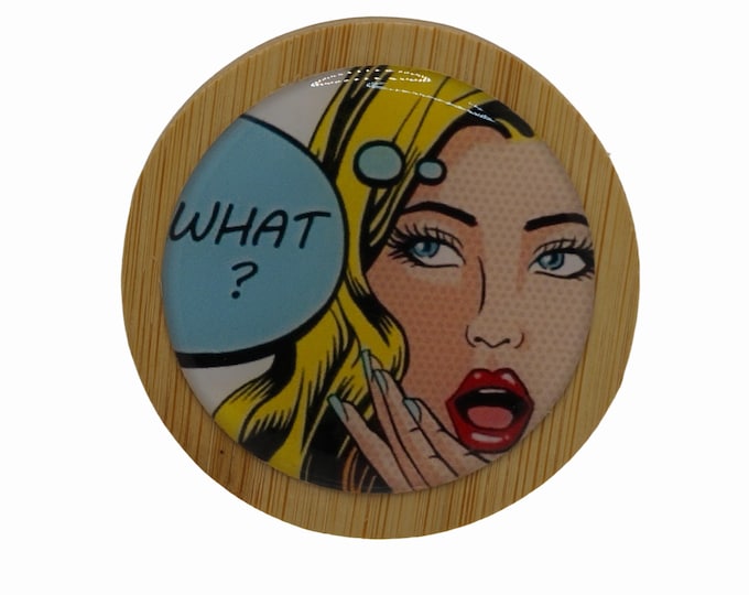 Pop Art, WHAT? Magnetic Bottle Opener, Bamboo Bottle Opener, Fridge Magnet, Beer Bottle Magnetic Opener