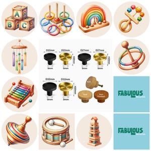 Rainbow Wooden Toys  Drawer Knobs, Nursery, Wooden Toys,  Cabinet Handles, Furniture Knobs, Brass Knobs