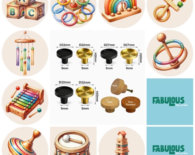 Rainbow Wooden Toys  Drawer Knobs, Nursery, Wooden Toys,  Cabinet Handles, Furniture Knobs, Brass Knobs