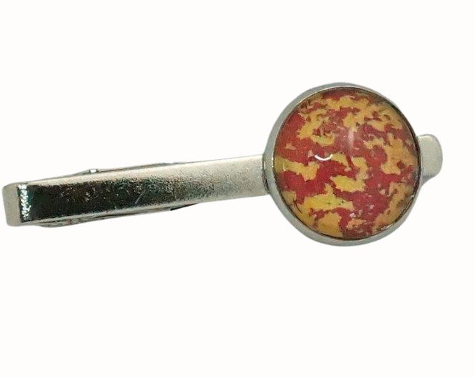 Tie Clip Tie Bar Accessories 1.8cm Glass Marbled Look Yellow Red