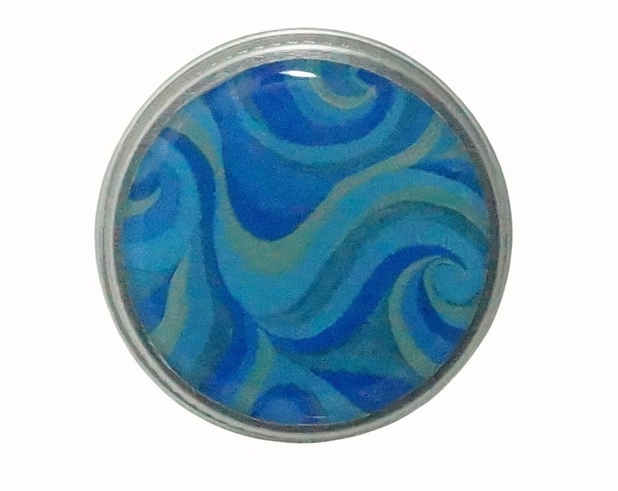10ml Round Screw Top Handmade Decorative Tin Rings Earrings Pill Tin Mints Keepsakes Patterned Blue and Green Swirls