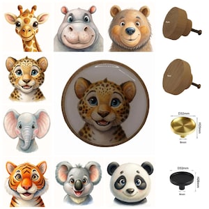 Jungle Animal Drawer Knobs: Wooden & Brass Nursery Decor