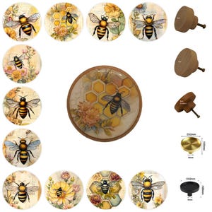 Bees: Drawer Knobs, Cabinet Pulls (5cm) (4cm) 3cm Brass Knobs