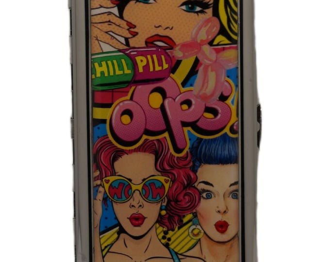 Pop Art, Retro, WOW King Size Cigarette Case, Cigarette Box, Metal Card Storage Case, Metal Cigarette Case, 100's