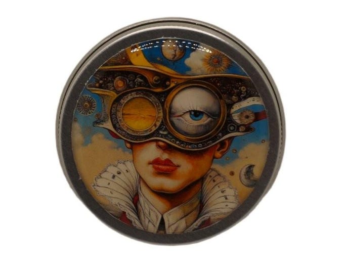 Surrealism Art 50ml Tin, Round Storage Tin, Trinkets,  Pill Box, Mint Box, Candy Storage Tin