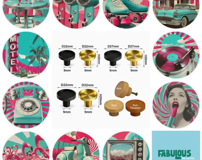 Vintage 1950's Junk Art Drawer Knobs, Cabinet Pulls (4cm) (5cm) (2cm) (2.5cm) (3cm)