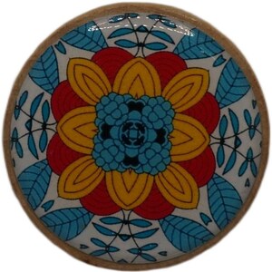 Pattern Drawer Knobs, Blue, Red, Yellow, Cabinet Handles, Furniture Drawer Knobs, Round Wooden Drawer Knobs, Drawer Handles, Cabinet Pulls image 3