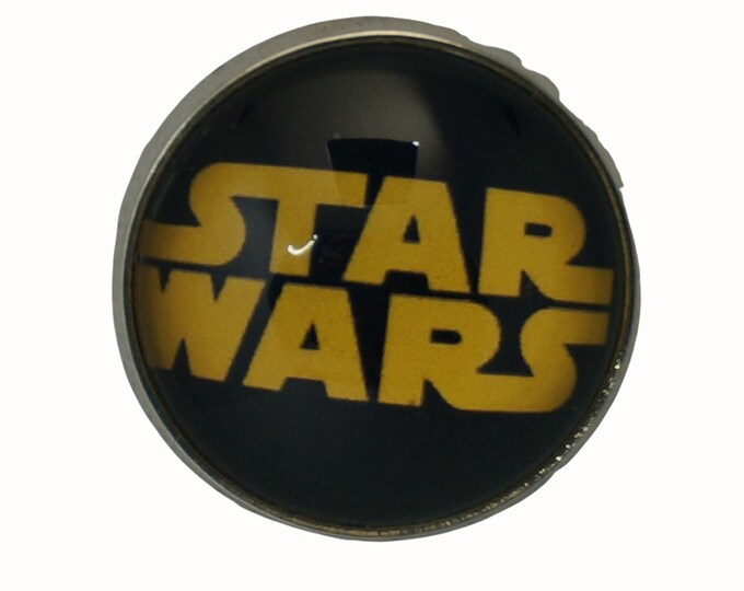 Star Wars, Round Metal Brooch, Silver Plated, 2.0cm Brooch, Glass, Scarf Pin, Lapel Pin