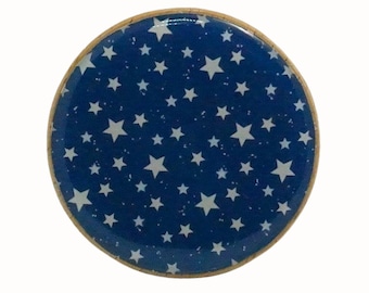 Wooden Beech Wall Hook Coat Hook Handcrafted Wall Hanger Nursery Decor Stars Blue and White
