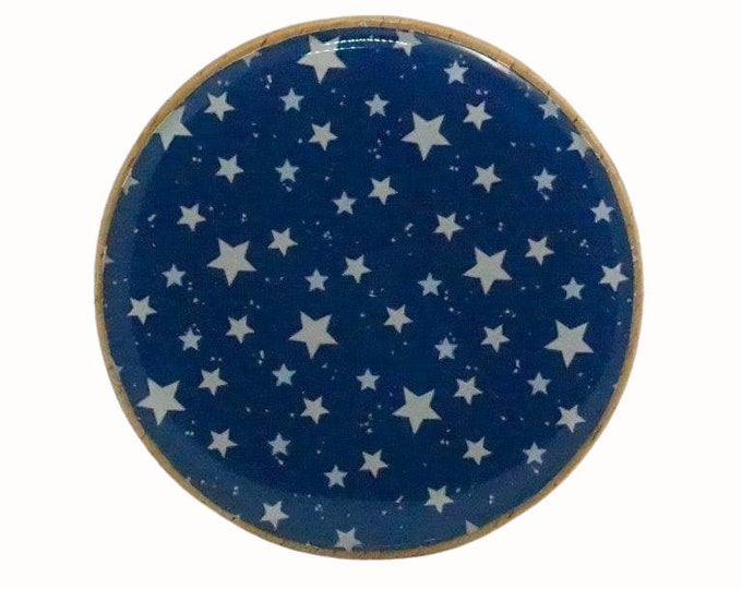 Wooden Beech Wall Hook Coat Hook Handcrafted Wall Hanger Nursery Decor Stars Blue and White