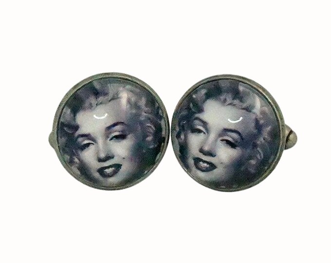 Stainless Steel Cufflinks Accessories 1.8cm Glass Marilyn Monroe