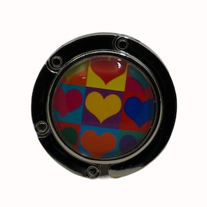 Pop Art, Hearts, Purse Hook, Bag Holder, Table Top Bag Hanger