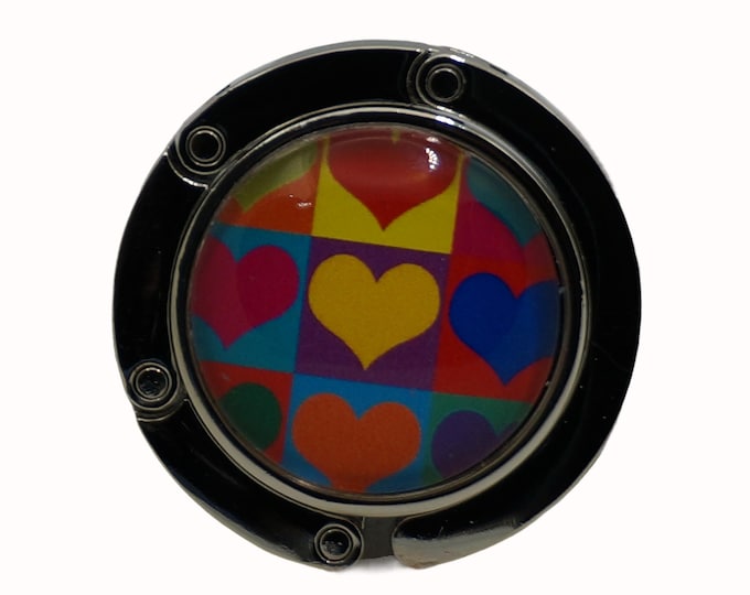 Pop Art, Hearts, Purse Hook, Bag Holder, Table Top Bag Hanger