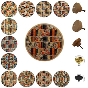 Books Round Wooden Cabinet Pulls, Drawer Knobs, Home Decor