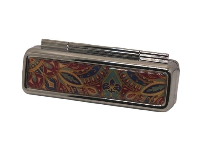 Handmade Lipstick Holder Lipstick Container Lipstick Holder with Mirror Patterned Moroccan Tile Look