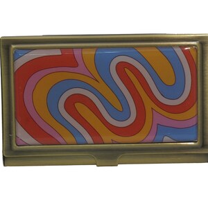 Kartenetui, Metall Visitenkartenetui, Zigarettenetui, Kreditkartenetui, Kartenhalter Groovy Rainbow Lines, Hippy, 1960er Jahre