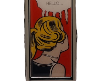 Pop Art Cigarette Case, Retro Blonde Woman, Metal Wallet