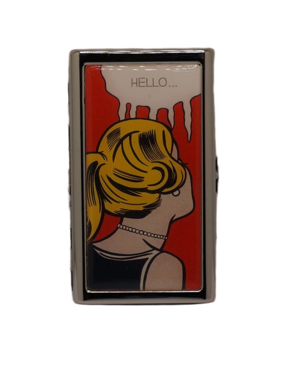 Pop Art Cigarette Case, Retro Blonde Woman, Metal Wallet