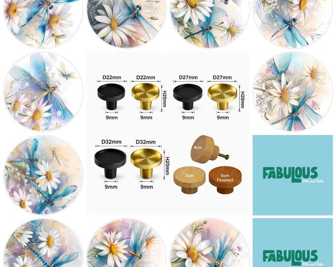 Dragonflies: Drawer Knobs, Cabinet Pulls (5cm) (4cm) 3cm Brass Knobs