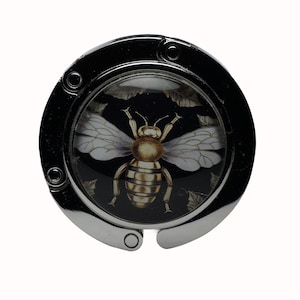 Purse Hook, Bag Holder, Table Top Bag Hanger, Bag Hanger, Purse Hanger, Bee, Honey Bee, Gold, Black, White