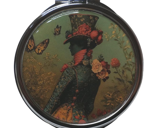Victorian Elegance, Woman, Extra Large Pill Box, 7 Day Pill Box, Mirror, Pill Box, Medicine Case, Trinket Box, Pill Case, Mint Box