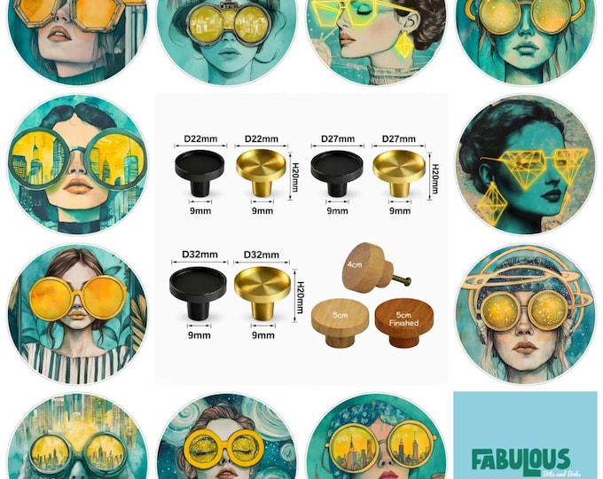 Vintage Eyes Surrealism Art Drawer Knobs, Cabinet Handles, Furniture Drawer Knobs, Round Wooden Drawer Knobs, Drawer Handles, Brass Knobs