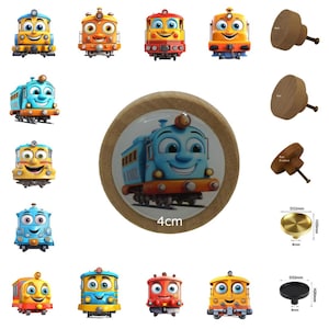 Pomelli per cassetti in legno a forma di trenino, decorazione per la cameretta dei bambini