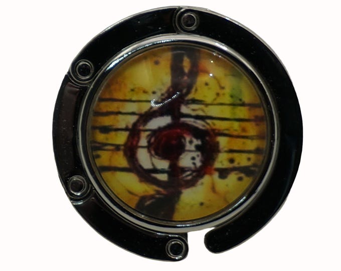 Music, Music Note, Yellow, Brown, Purse Holder, Purse Hook, Bag Holder, Table Top Bag Hanger