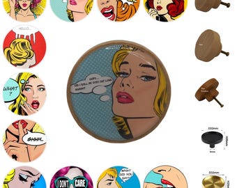 Pop Art Schubladenknäufe - Comic Stil Schrankgriffe - Retro Dekor