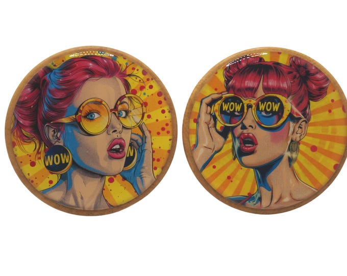 Retro, Pop Art, WOW, Wall Hooks, Wooden Wall Hooks, Coat Hooks, Wall Art, Wall Decor