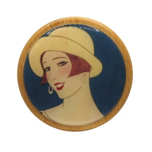 Art Deco Fashion, Vintage Magazine, Round Bamboo Box, Wooden Storage Box, Jewellery Box, Keepsakes Box, Trinket Box, Watch Box, Salt Box