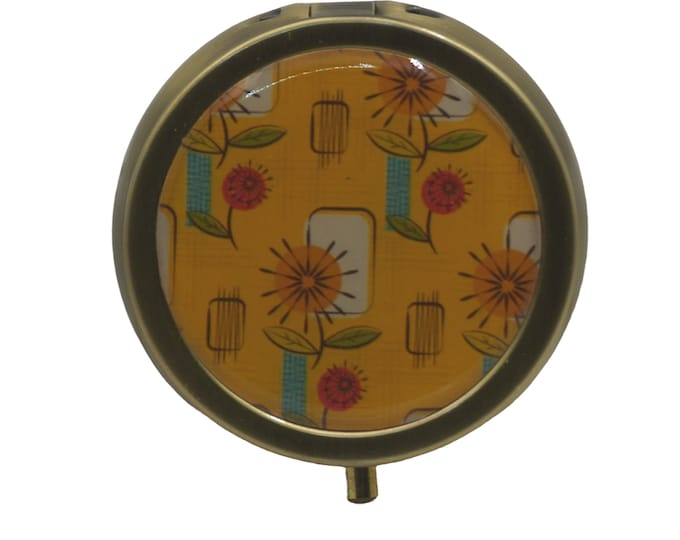 Handmade Floral Pill Box: Retro Yellow Flower Medicine Case
