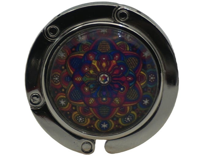 Mandala, Patterned, Rainbow, Purse Hook, Bag Holder, Table Top Bag Hanger