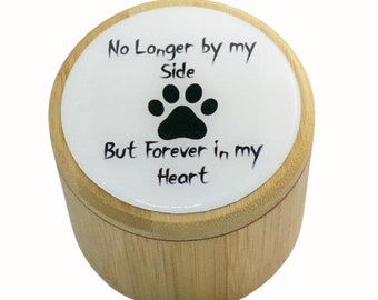 Pet Memorial Box, Pet Ashes Urn, Pet Loss, Pet Keepsake, Round Bamboo Wooden Storage Box, Personalized