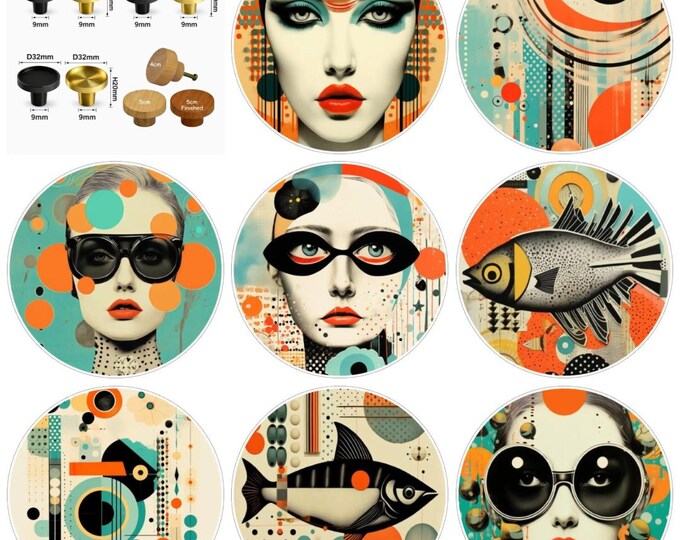 Surrealism Art Drawer Knobs, Wooden or Brass, Unique Furniture Hardware