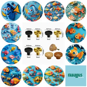 Fish Drawer Knobs, Drinking, Wooden Cabinet Handles