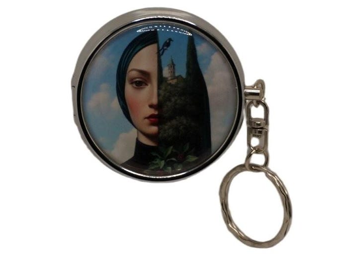 Surrealism Art Portable Ashtray, Personal Stainless Steel Ashtray, Pocket Ashtray, Key Ring Ashtray