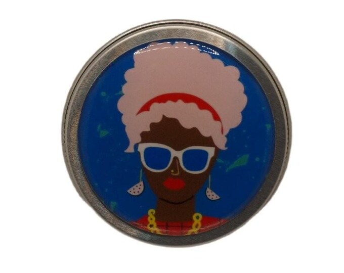 Funky Faces 50ml Tin, Round Storage Tin, Trinkets,  Pill Box, Mint Box, Candy Storage Tin