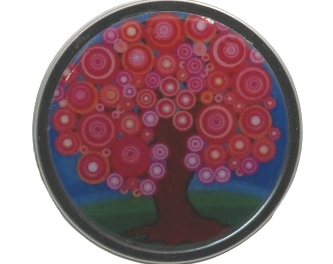 Round Storage Tin, Trinkets, Pill Box, Mint Box,  Storage Tin, Funky Flowers