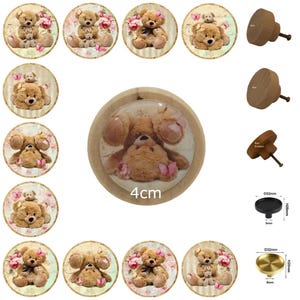 Teddy Bear Nursery Drawer Knobs, Resin Wood Cabinet Handles