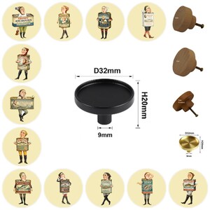 Vintage Fish Drawer Knobs,  Round Wooden Cabinet Pulls, Brass Drawer Knobs