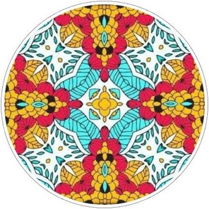 Pattern Drawer Knobs, Blue, Red, Yellow, Cabinet Handles, Furniture Drawer Knobs, Round Wooden Drawer Knobs, Drawer Handles, Cabinet Pulls Design 8