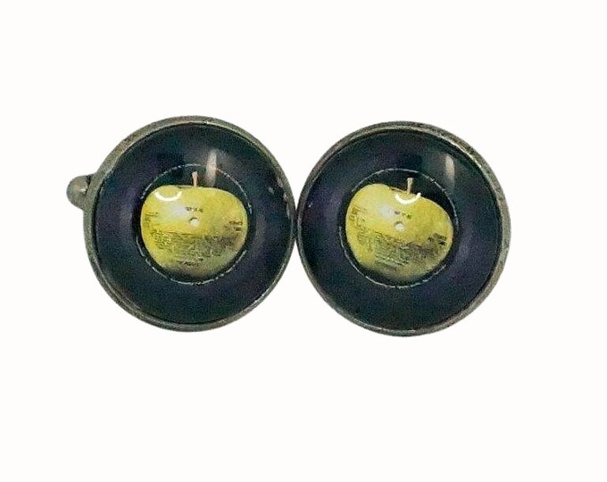 Stainless Steel Cufflinks Accessories 1.8cm Glass Apple Records