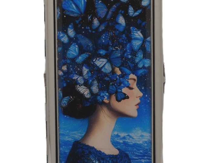 Surrealism Art, King Size Cigarette Case, Slim's, Cigarette Box, Metal Money Card Storage