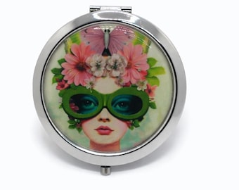 Surrealism Art Compact Mirror, Purse Mirror, Pocket Mirror, Handbag Mirror, Makeup Mirror